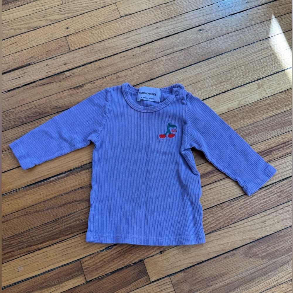 Bobo Choses Purple Cherry Pointelle Long Sleeve
